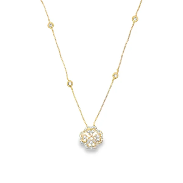 Floral Diamond Pendant Necklace