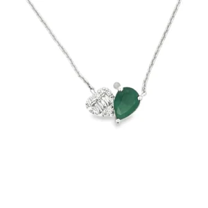 Pear Emerald Diamond Necklace
