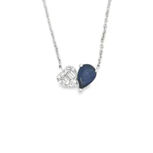 Pear Sapphire Heart Necklace