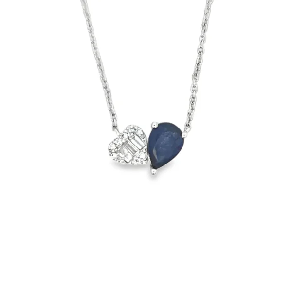 Pear Sapphire Heart Necklace