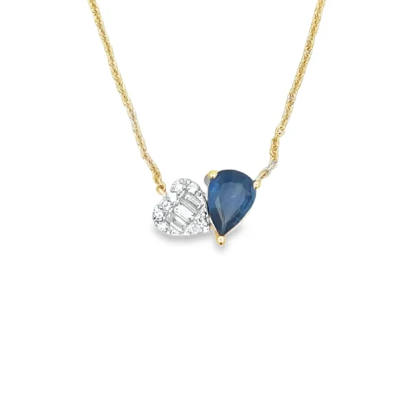 Pear Sapphire Heart Necklace