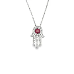 Hamsa Ruby Diamond Necklace