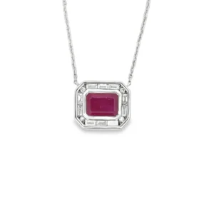 Emerald Cut Ruby Necklace