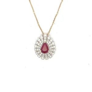 Pear Ruby Sunburst Necklace