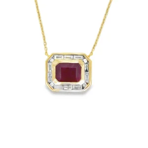 Emerald Cut Ruby Necklace