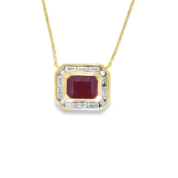 Emerald Cut Ruby Necklace