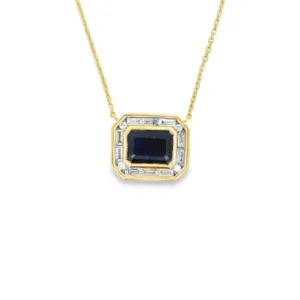 Emerald Cut Sapphire Necklace