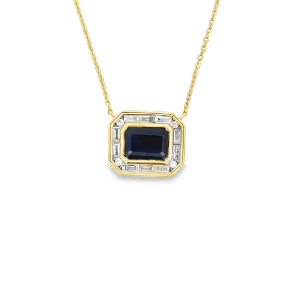 Emerald Cut Sapphire Necklace