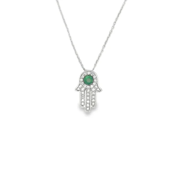 Hamsa Emerald Pendant Necklace