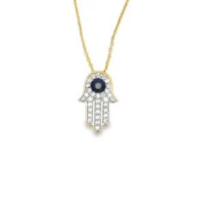 Hamsa Diamond Pendant Necklace