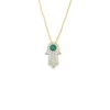 Hamsa Emerald Pendant Necklace