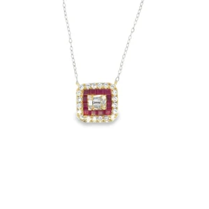 Square Gemstone Diamond Necklace
