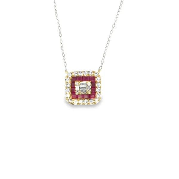 Square Gemstone Diamond Necklace