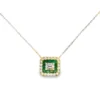 Emerald Diamond Halo Necklace