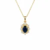Oval Sapphire Halo Pendant
