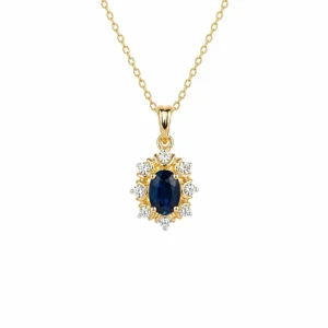 Oval Sapphire Halo Pendant