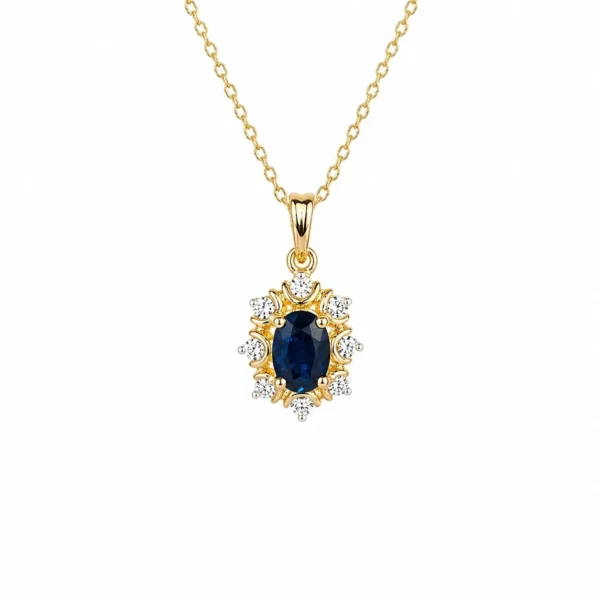Oval Sapphire Halo Pendant