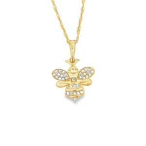Diamond Bee Pendant Necklace