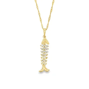 Fishbone Diamond Pendant Necklace