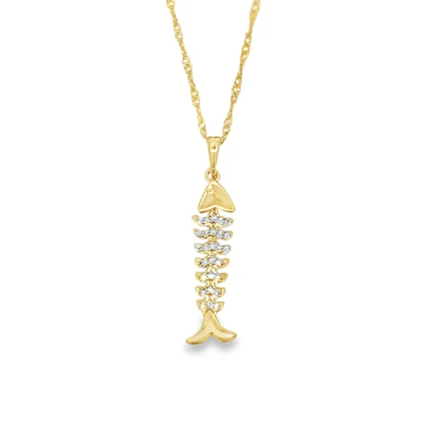 Fishbone Diamond Pendant Necklace