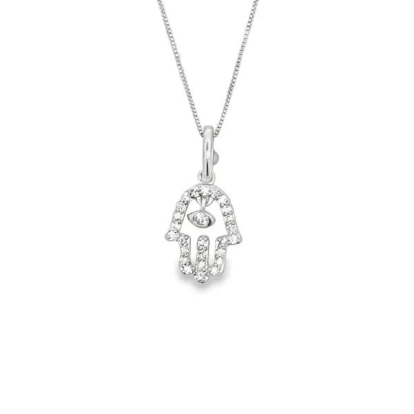 Hamsa Diamond Pendant Necklace
