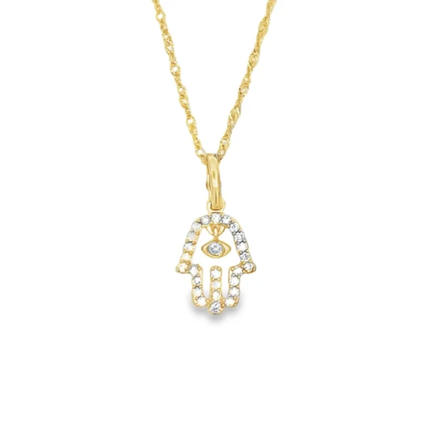 Hamsa Diamond Pendant Necklace