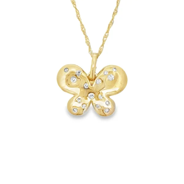 Butterfly Diamond Pendant Necklace