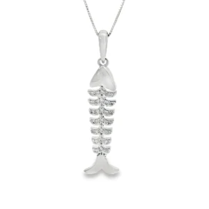 Fishbone Diamond Pendant Necklace