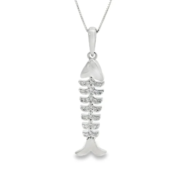 Fishbone Diamond Pendant Necklace