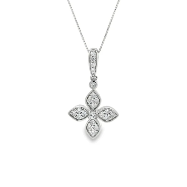 Floral Diamond Pendant Necklace
