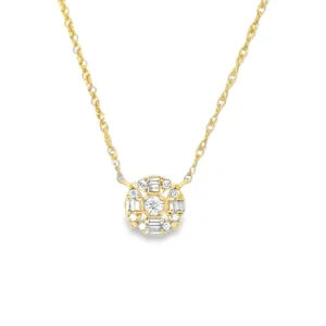Round Diamond Cluster Necklace