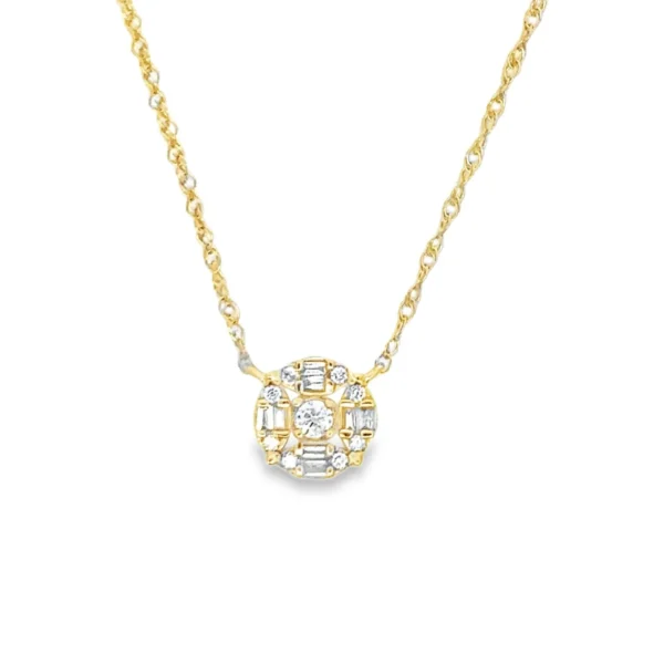 Round Diamond Cluster Necklace