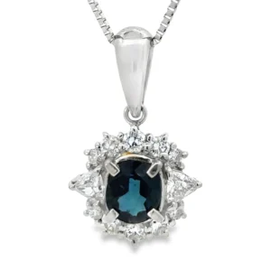 Oval Sapphire Halo Pendant