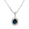 Oval Sapphire Halo Necklace