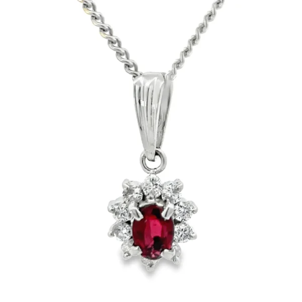 Oval Ruby Diamond Necklace