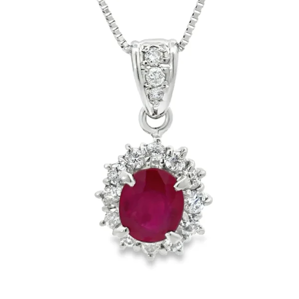 Oval Ruby Pendant Necklace
