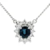 Oval Sapphire Halo Necklace