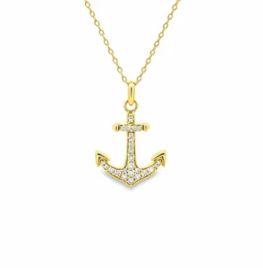Diamond Anchor Pendant Necklace