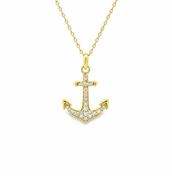 Diamond Anchor Pendant Necklace
