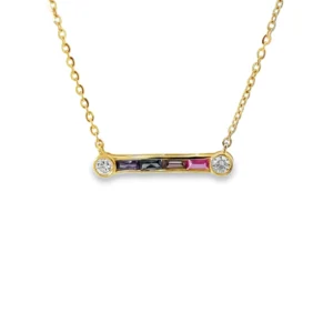 Multi Gemstone Bar Necklace