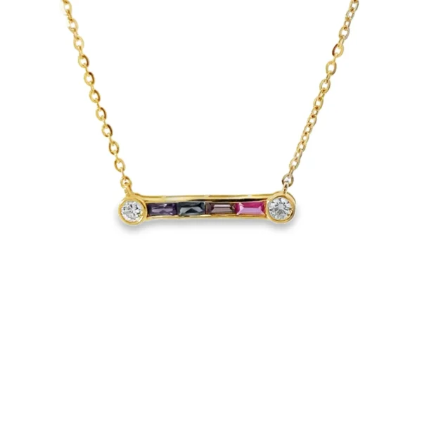 Multi Gemstone Bar Necklace