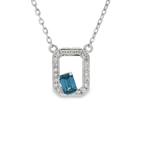 Emerald Cut Halo Necklace