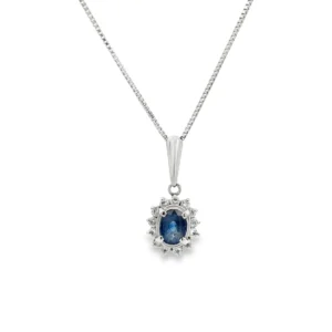 Oval Sapphire Halo Pendant
