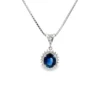 Oval Sapphire Halo Necklace