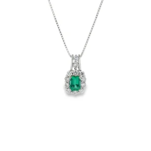 Emerald Halo Pendant Necklace