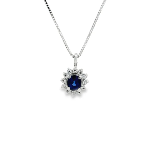 Sapphire Halo Pendant Necklace