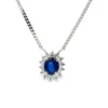 Oval Sapphire Halo Necklace