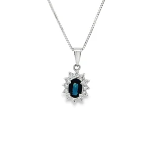 Oval Sapphire Halo Pendant