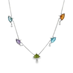 Multicolor Gemstone Station Necklace