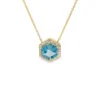 Hexagon Topaz Halo Necklace
